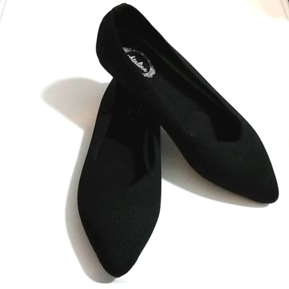 ATALINA BLACK POINTED TOE CUSHIONED SLIP-ON BALLERINA FLATS SIZE 6 NWT